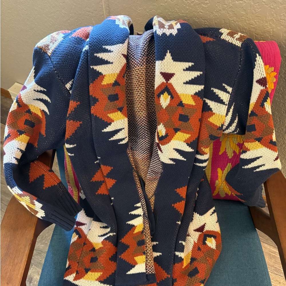 Aztec Patterned Knit Cardigan